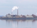 The Aughinish Alumina refinery in County Limerick, Ireland, seen across the River Shannon from County Clare.

