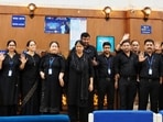 Bank employees in Lucknow wore black ribbons and black clothes on September 27. (Sourced)