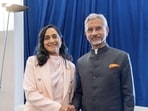 Canada’s Minister of Foreign Affairs Anita Anand with External Affairs Minister S Jaishankar at their bilateral meeting on the margins of the United Nations General Assembly in New York, on Saturday. (Credit: Anita Anand/X)