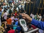 Pune, India - Sept. 12, 2019:Official from Maharashtra Pollution Control Board recorded a noise level during the Ganpati immersion procession at Vishrambag chowk in Pune, India, on Thursday, September 12, 2019. (Photo by Milind Saurkar/Hindustan Times) (Milind Saurkar/HT Photo)