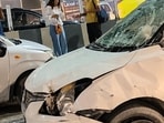 Traffic on the elevated stretch was disrupted for nearly two hours after the WagonR collided with an oncoming Maruti Suzuki Baleno. (HT)
