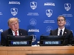US President Donald Trump and Secretary of Treasury Scott Bessent participate in a meeting on the sidelines of the 81st United Nations General Assembly in New York, on September 22, 2026.