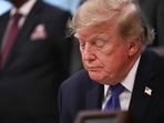 President Trump appeared to doze off shortly after announcing a new steel plant in Iowa on Monday.