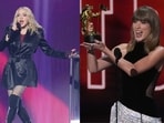 Madonna performing with Sabrina Carpenter and (right) Taylor Swift