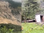 In one video, a massive portion of a mountain can be seen breaking away and crashing into a river.