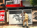 Sharing clips of the protest, the Indian Youth Congress, the youth of the grand old party, wrote on X, “In Agra, Congress workers smeared black ink on the house of “Gyanesh Gaddar”.”