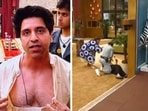 Screen grabs of the moment Shehzad Poonawalla was charged at by Siwet Tomar on Rise & Fall