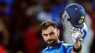 India's Virat Kohli celebrates his century during the 1st ODI against the West Indies at Greenfield International Stadium. (ANI Pic Service) India's Virat Kohli celebrates his century during the 1st ODI against the West Indies at Greenfield International Stadium. (ANI Pic Service)