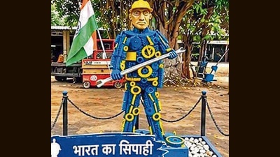 An installation at the park in Ludhiana on Monday. (HT Photo)