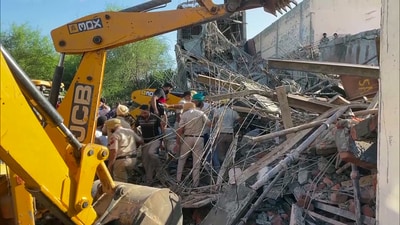 Four labourers were declared dead after being taken to Ambala Civil Hospital on Sunday, while two more bodies were recovered during the subsequent rescue operation, taking the toll to six. (ANI Video Grab) Four labourers were declared dead after being taken to Ambala Civil Hospital on Sunday, while two more bodies were recovered during the subsequent rescue operation, taking the toll to six. (ANI Video Grab)