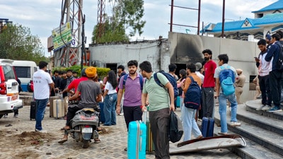 Lovely Professional University (LPU) students, carrying their luggage, prepare to leave for their hometowns, in Phagwara on Monday. (PTI) Lovely Professional University (LPU) students, carrying their luggage, prepare to leave for their hometowns, in Phagwara on Monday. (PTI)