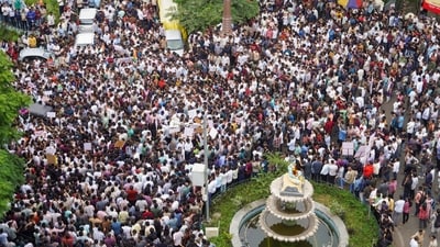 MPSC aspirants and students during a protest march against alleged irregularities in competitive examinations, in Pune, Monday, Sept. 7, 2026. 