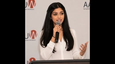 Navya is a student and young AI entrepreneur who serves as president of her school’s AI club. (LinkedIn/Navya Tuteja)