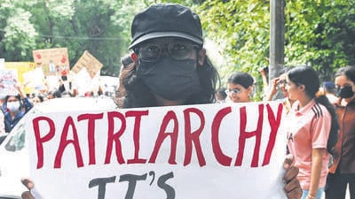 The march began at Miranda House and culminated at a large gathering near the Swami Vivekananda statue at the centre of the Faculty of Arts (Sonu Mehta/HT Photo)
