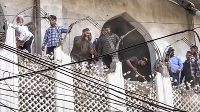Workers demolish a portion of the 'Shahi Masjid' for road widening, in Ujjain, Madhya Pradesh, Monday, Sept. 28, 2026. (PTI) Workers demolish a portion of the 'Shahi Masjid' for road widening, in Ujjain, Madhya Pradesh, Monday, Sept. 28, 2026. (PTI)