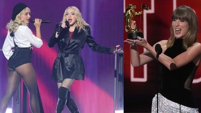 Madonna performing with Sabrina Carpenter and (right) Taylor Swift (Photo: AP, AFP) Madonna performing with Sabrina Carpenter and (right) Taylor Swift (Photo: AP, AFP)