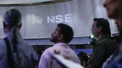 The National Stock Exchange of India Ltd. (NSE) logo on display during the company's listing ceremony at the Bombay Stock Exchange (BSE) in Mumbai on Sept 24 (Bloomberg) The National Stock Exchange of India Ltd. (NSE) logo on display during the company's listing ceremony at the Bombay Stock Exchange (BSE) in Mumbai on Sept 24 (Bloomberg)
