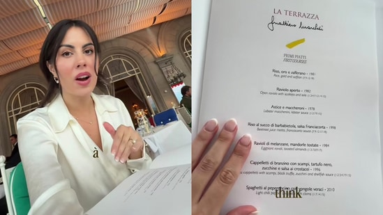 Italian restaurant gives different menus to husband and wife.