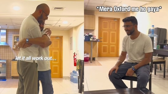 Indian student celebrates his Oxford admission with friends.
