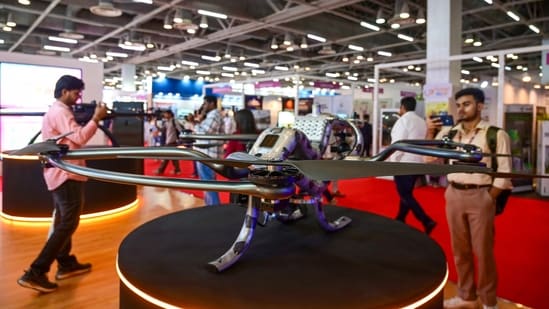 Uttar Pradesh International Trade Show showcasing a diverse range of trade and cultural exhibits in Greater Noida on Friday (Sunil Ghosh /Hindustan Times)