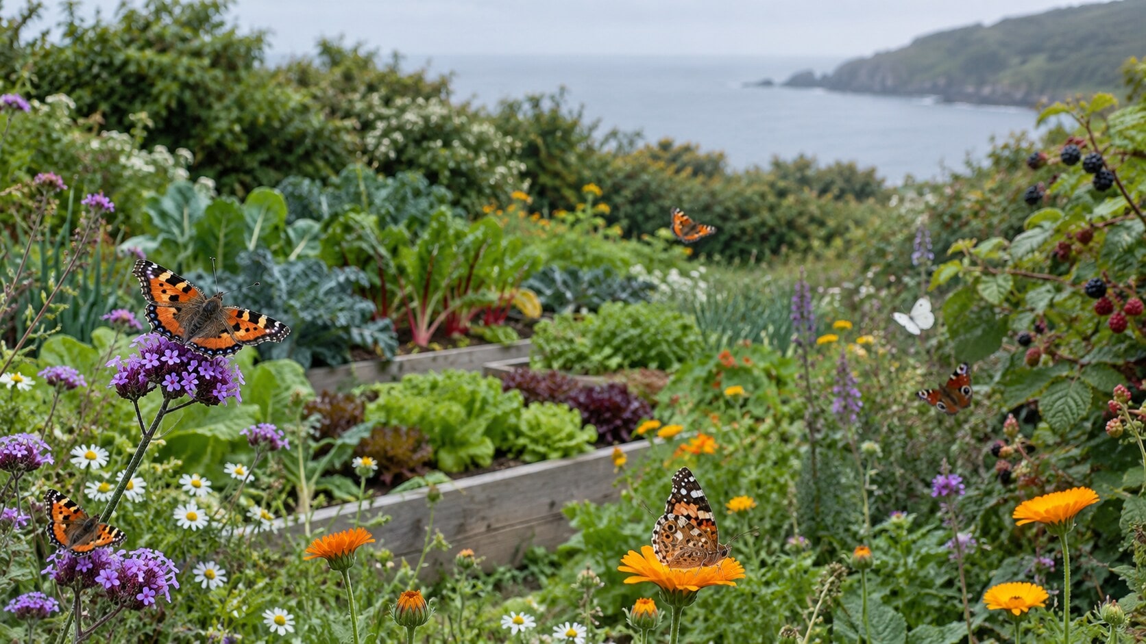 A patch of vegetables that also works as wildlife habitat. (AI-generated/ChatGPT)