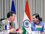 New Delhi, Sep 28 (ANI): Union Education Minister Pralhad Joshi meets France Higher Education Minister Philippe Baptiste, in New Delhi on Monday. (@JoshiPralhad X/ANI Photo)