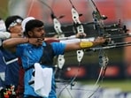 India's Neeraj Chauhan in action