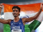 India's Gulveer Singh reacts after his third place finish in the men's 5000-meter final at the Asian Games in Nagoya, Japan, Tuesday. (AP Photo)