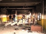 A view of a vandalised room by students during a protest at Lovely Professional University (LPU), in Jalandhar on Sunday. (ANI Video Grab)