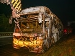 The accident took place on the Yamuna Expressway near Jewar in Greater Noida. (HT)