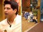 Screen grabs of the moment Shehzad Poonawalla was charged at by Siwet Tomar on Rise & Fall