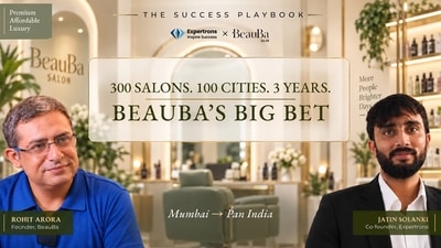 BeauBa plans to franchise its salon network across 100 Indian cities, targeting 300 outlets and 200–250 partners in three years, amidst a $12.6 billion beauty market expected to grow to $19.8 billion by 2031. (Expertrons) BeauBa plans to franchise its salon network across 100 Indian cities, targeting 300 outlets and 200–250 partners in three years, amidst a $12.6 billion beauty market expected to grow to $19.8 billion by 2031. (Expertrons)