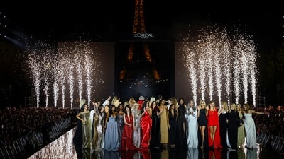 Aishwarya Rai, Simone Ashley, Eva Longoria, Andie MacDowell, Cara Delevingne and other celebs seen during the show named ‘Express Your Worth’, organised by French cosmetics group L'Oreal Paris at Place Joffre during Paris Fashion Week in Paris on September 28, 2026. (Reuters)