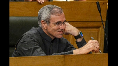 Jammu and Kashmir Chief Minister Omar Abdullah during the autumn session of the UT’s Assembly, in Srinagar, Tuesday. (PTI) Jammu and Kashmir Chief Minister Omar Abdullah during the autumn session of the UT’s Assembly, in Srinagar, Tuesday. (PTI)