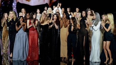 Walking shoulder-to-shoulder were screen legends, champion athletes, and style icons: Iris Berben, Heidi Klum, Beatrice Vio, Aja Naomi King, Viola Davis, Cara Delevingne, Celine Dion, Aishwarya Rai, Simone Ashley, Eva Longoria, Kendall Jenner and Andie MacDowell, among others. (AFP) Walking shoulder-to-shoulder were screen legends, champion athletes, and style icons: Iris Berben, Heidi Klum, Beatrice Vio, Aja Naomi King, Viola Davis, Cara Delevingne, Celine Dion, Aishwarya Rai, Simone Ashley, Eva Longoria, Kendall Jenner and Andie MacDowell, among others. (AFP)