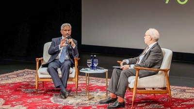 External affairs minister S Jaishankar speaks at Asia Society after the United Nations General Assembly's high-level week, in New York on Monday (@DrSJaishankar X)