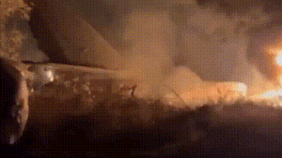 Unverified videos circulating on social media appeared to show flames and thick smoke rising from the crash site. (X/@Osinttechnical)