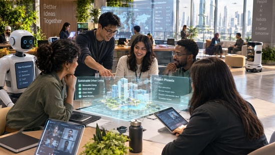 ChatGPT offers a glimpse into what offices and work culture might look like by 2070. (Representational image created using AI)