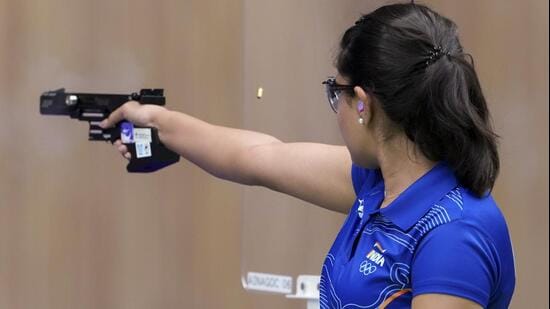 Esha Singh won a silver in the 25m pistol event. (PTI)