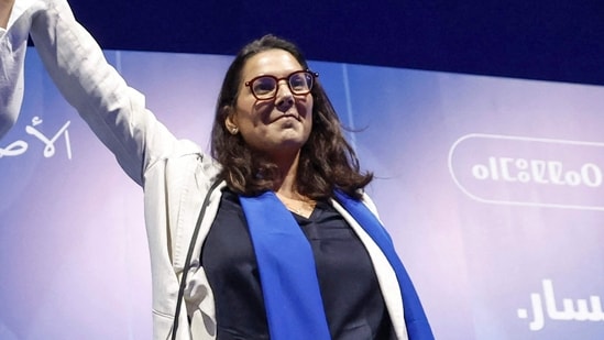 Fatima Ezzahra El Mansouri (R) attends a party rally in Tangier on September 16, 2026. (AFP/File)