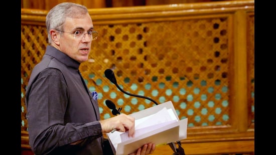 Jammu and Kashmir Chief Minister Omar Abdullah speaks in the assembly during the ongoing autumn session, in Srinagar on Tuesday. (ANI)