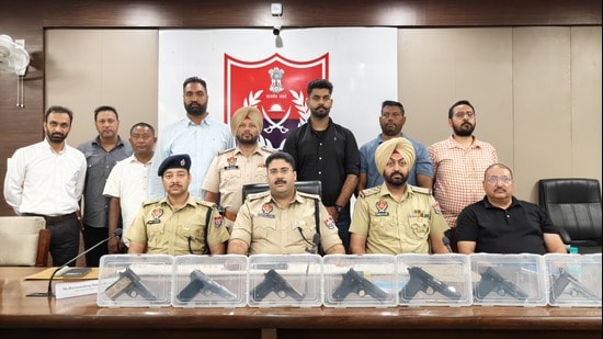 Police have arrested a dismissed Indian Army sepoy and another man for allegedly operating as part of a Lawrence Bishnoi gang module, recovering seven pistols and 23 live cartridges from their possession, officials said on Tuesday. (HT Photo)