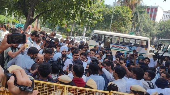 The agitation follows a major political controversy after a video surfaced showing Delhi PWD Minister Parvesh Verma allegedly slapping a young man during a road inspection.