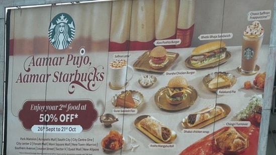 The limited-edition menu is part of Starbucks’ “Aamar Pujo, Aamar Starbucks” campaign.