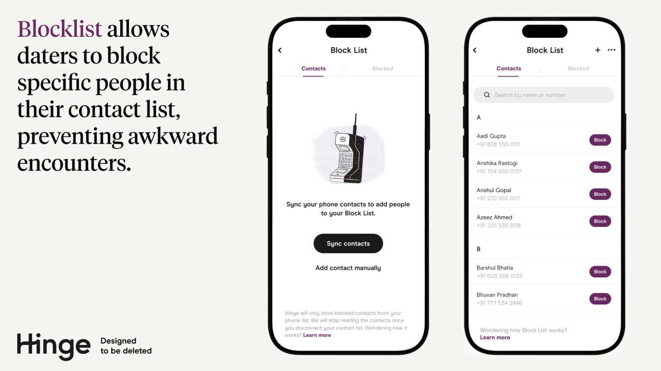 As folks usually don't want to bump into friends, family, or colleagues on the app, there is a blocklist feature.