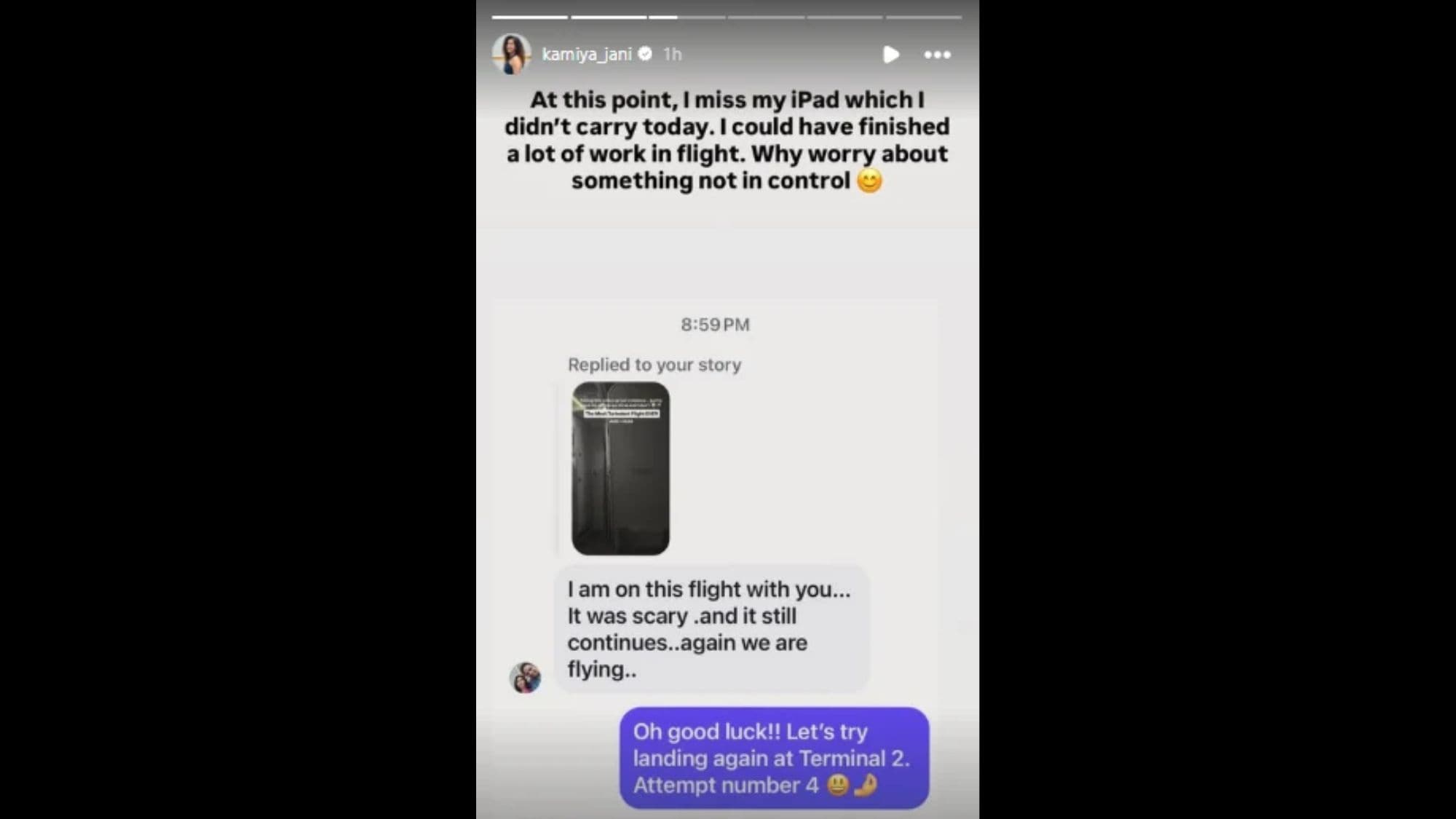 One of Kamiya's followers said they were also on the same flight. (Instagram/@kamiya_jani) One of Kamiya's followers said they were also on the same flight. (Instagram/@kamiya_jani)