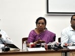 V Radha and Sadanand Date during MPSC task force meeting at Savitribai Phule Pune university.