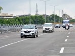 Beam crash barriers have been installed along the median and shoulders of the expressway for road safety. 