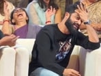 Rama Rajamouli could not stop laughing at Jr NTR's wild gestures. 