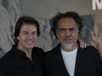Tom Cruise and director Alejandro González Iñárritu pose for photos during an event presenting the film "Digger" in Mexico City, Saturday, Sept. 26, 2026. (AP Photo/Marco Ugarte)